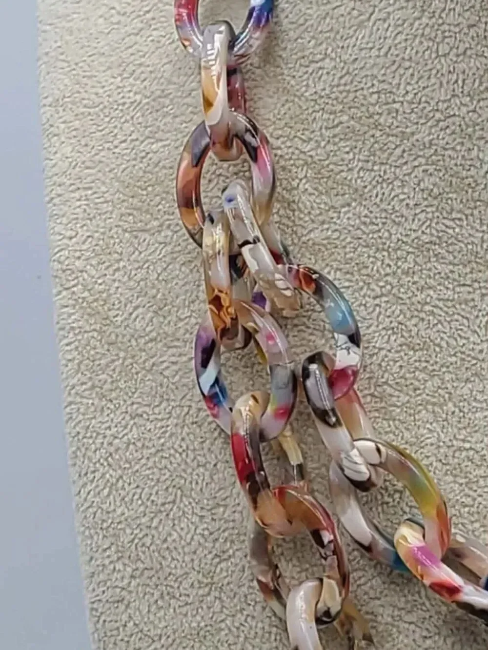 J Crew Multi Color Resin Double Strand Gold Tone Necklace